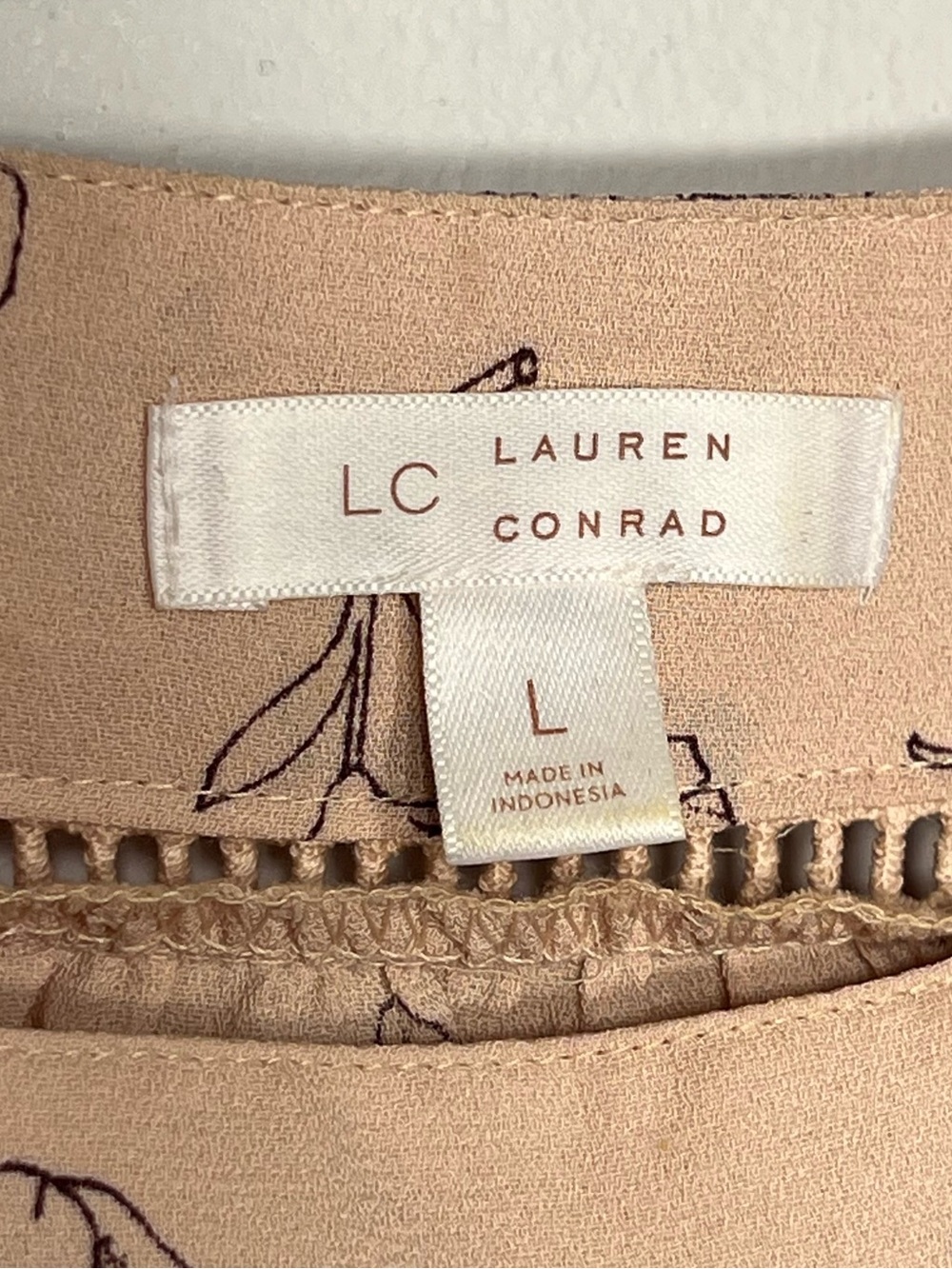 LC Lauren Conrad Square Neck Peasant Top Peach Large - Picture 3 of 7